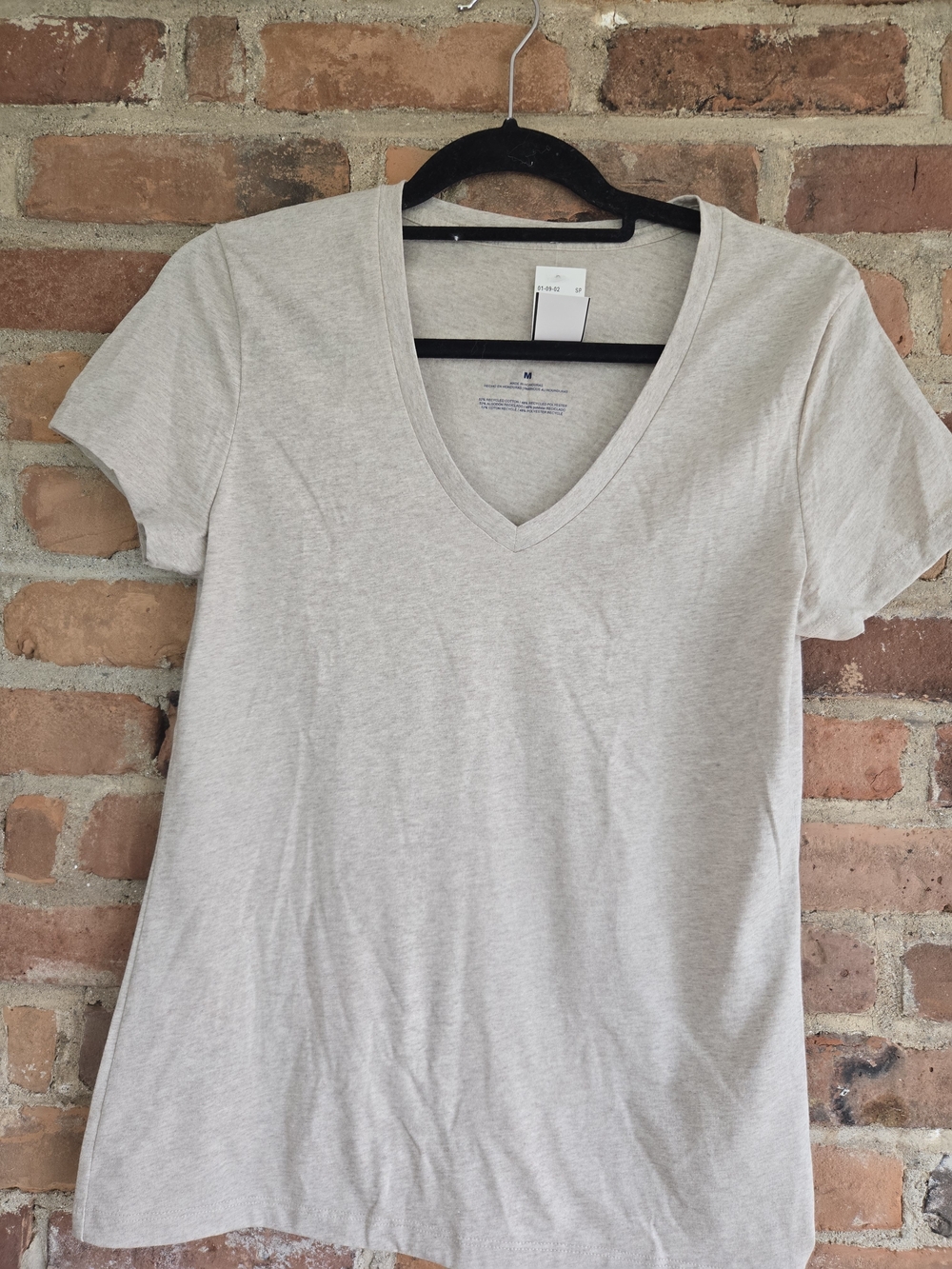 Women's Oat Colored V-Neck Short Sleeve Tee